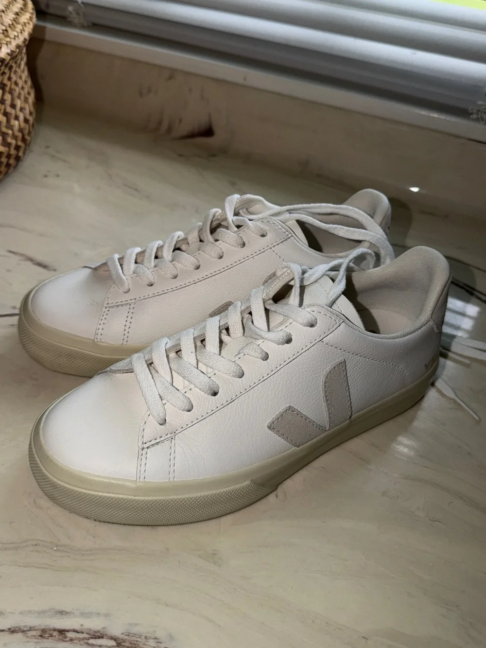 Veja Low-Top Sneakers in Off-White and Cream